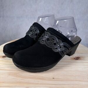 Croft & Barrow Women's Size 9.5 Ortholite Mules Black Good Studded Clog Heel